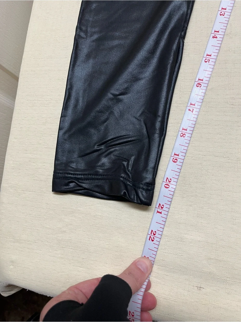 American Apparel M black wet look crop leggings